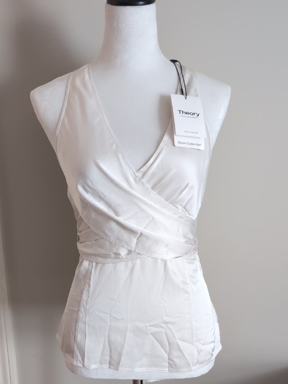 Theory - Good Collection White Tie Wrap-Style Top - Size 4